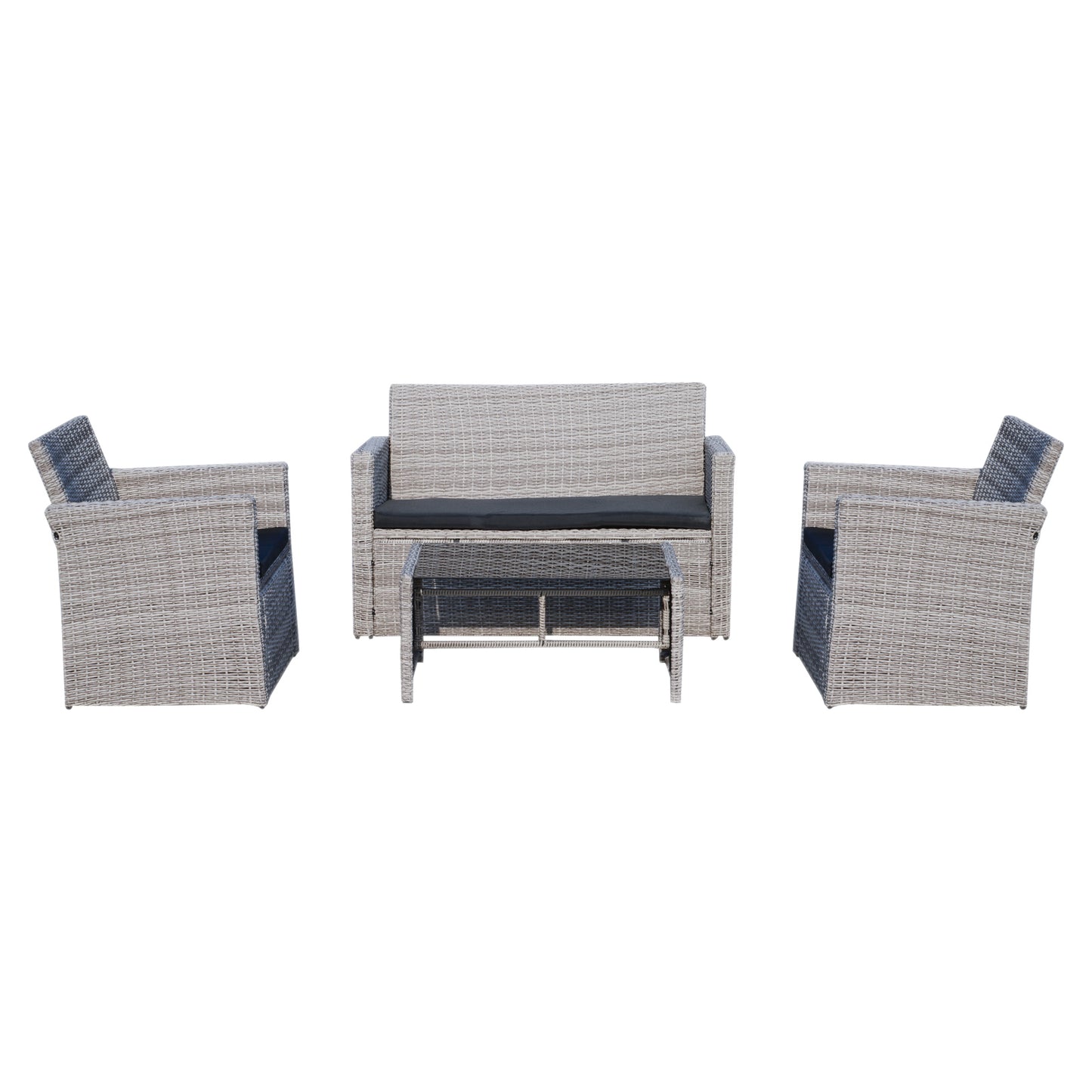 Outsunny 4-Seater Outdoor PE Rattan Table and Chairs Set Grey