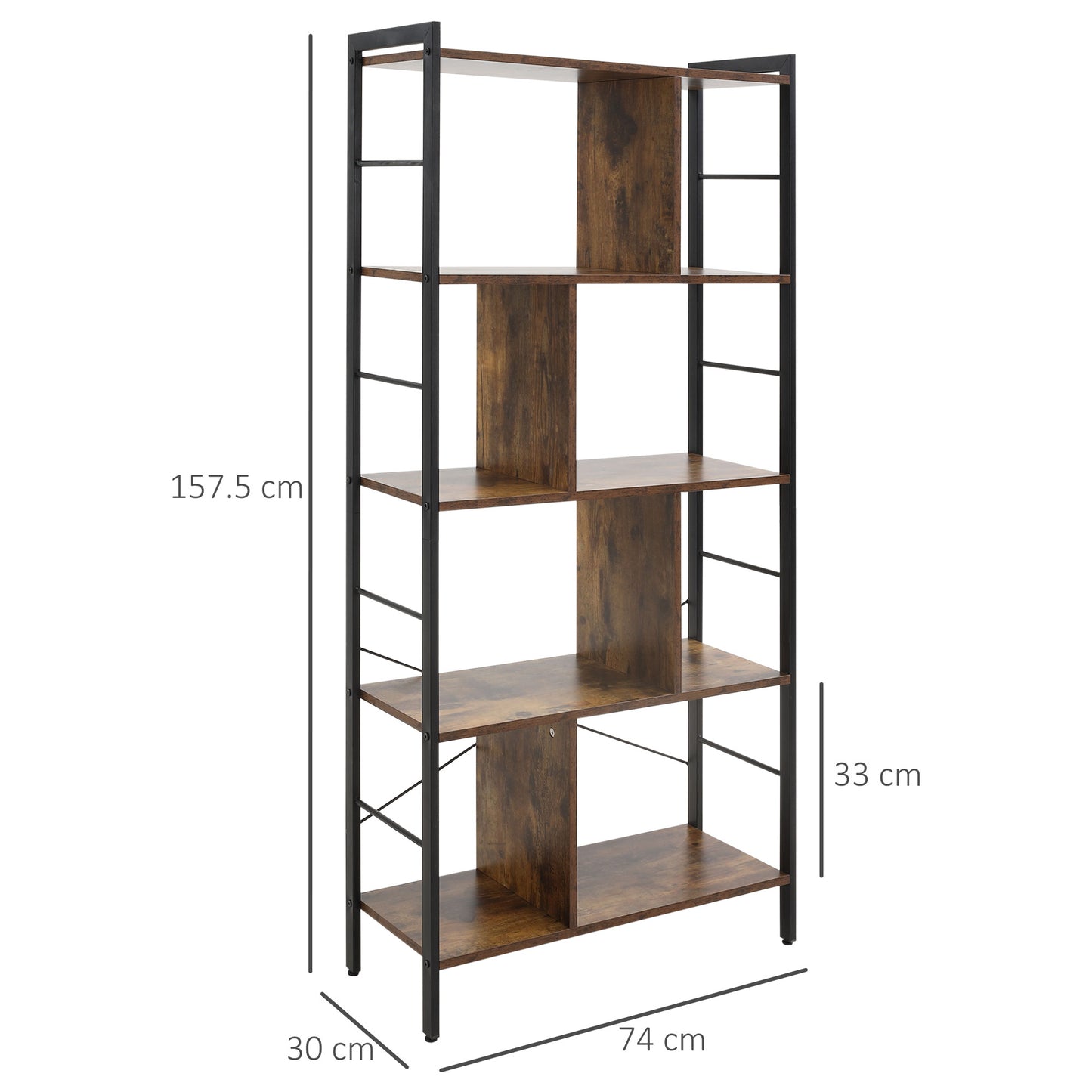 HOMCOM Storage Shelf Bookcase Closet Floor Standing Metal Frame Display Rack