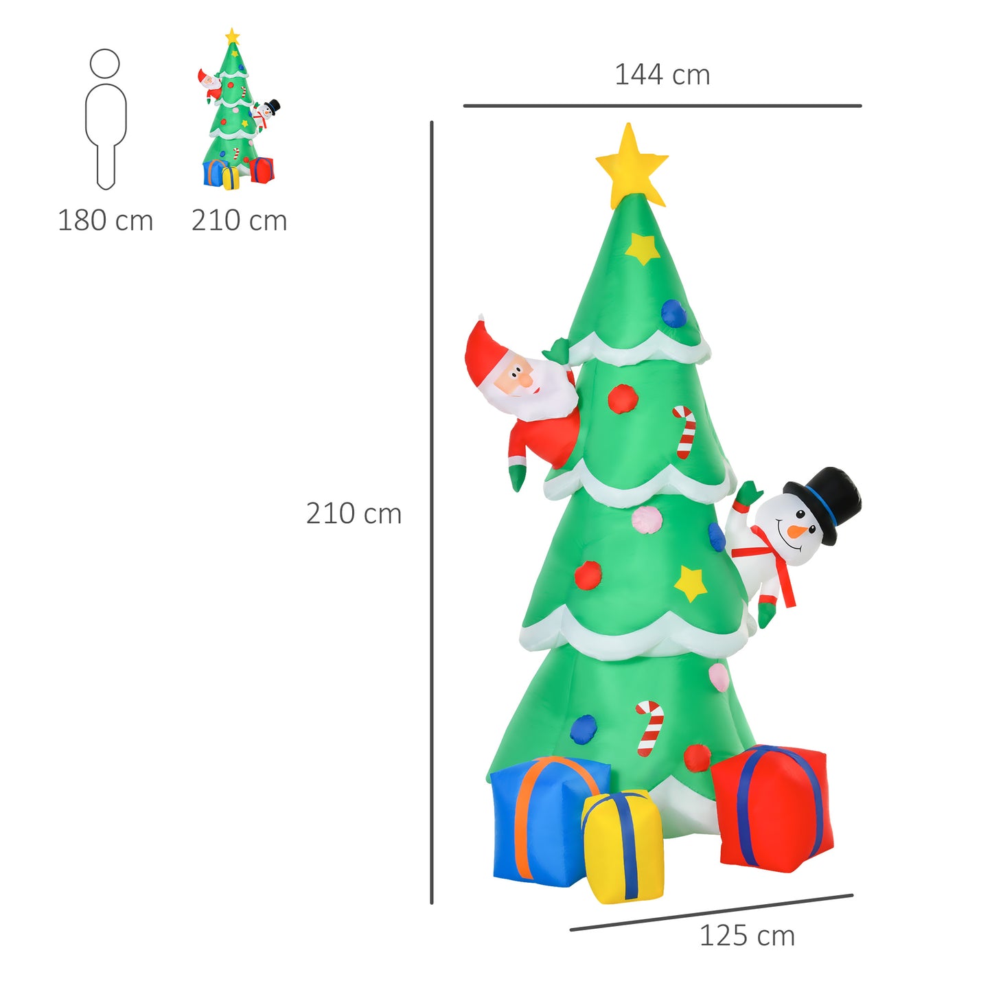 HOMCOM 2.1m Christmas Inflatable Tree LED Lighted for Indoor Outdoor Decoration