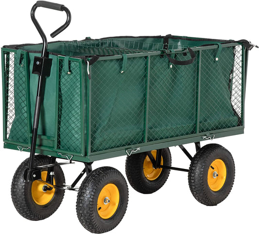 Outsunny New Garden Heavy Duty Utility 4 Wheel Trolley Cart Dump Wheelbarrow Tipper Truck