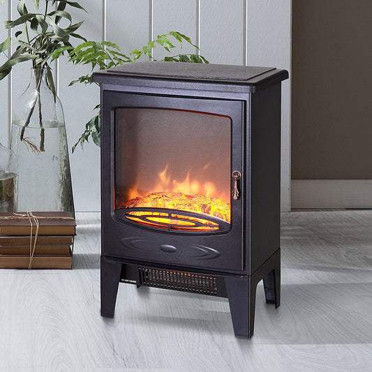 HOMCOM Electric Heater Freestanding Fireplace Artificial Flame Effect w/ Safety Thermostat 950w/1850W
