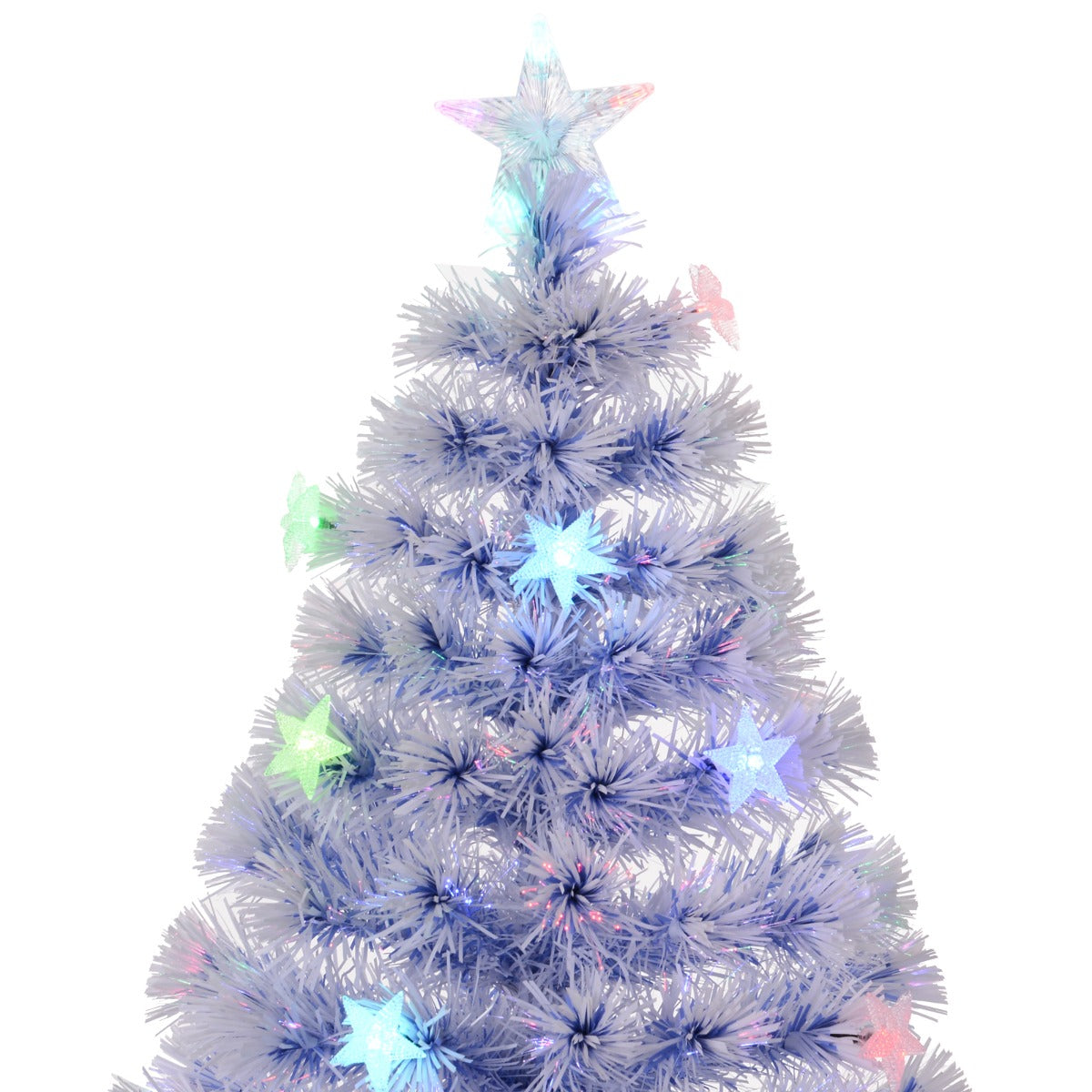 HOMCOM Artificial Fibre Optic Christmas Tree w/ 26 LED Lights Pre-Lit White Blue 4FT