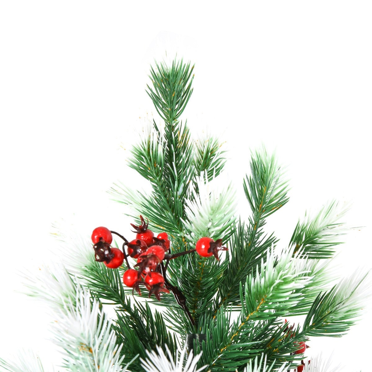 HOMCOM 1.5m Snowy Artificial Christmas Tree w/ Red Berries