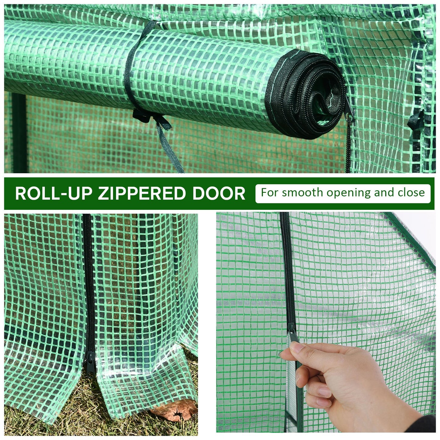 Outsunny 100x50x150cm PVC Grid Cover Steel Frame Greenhouse Green