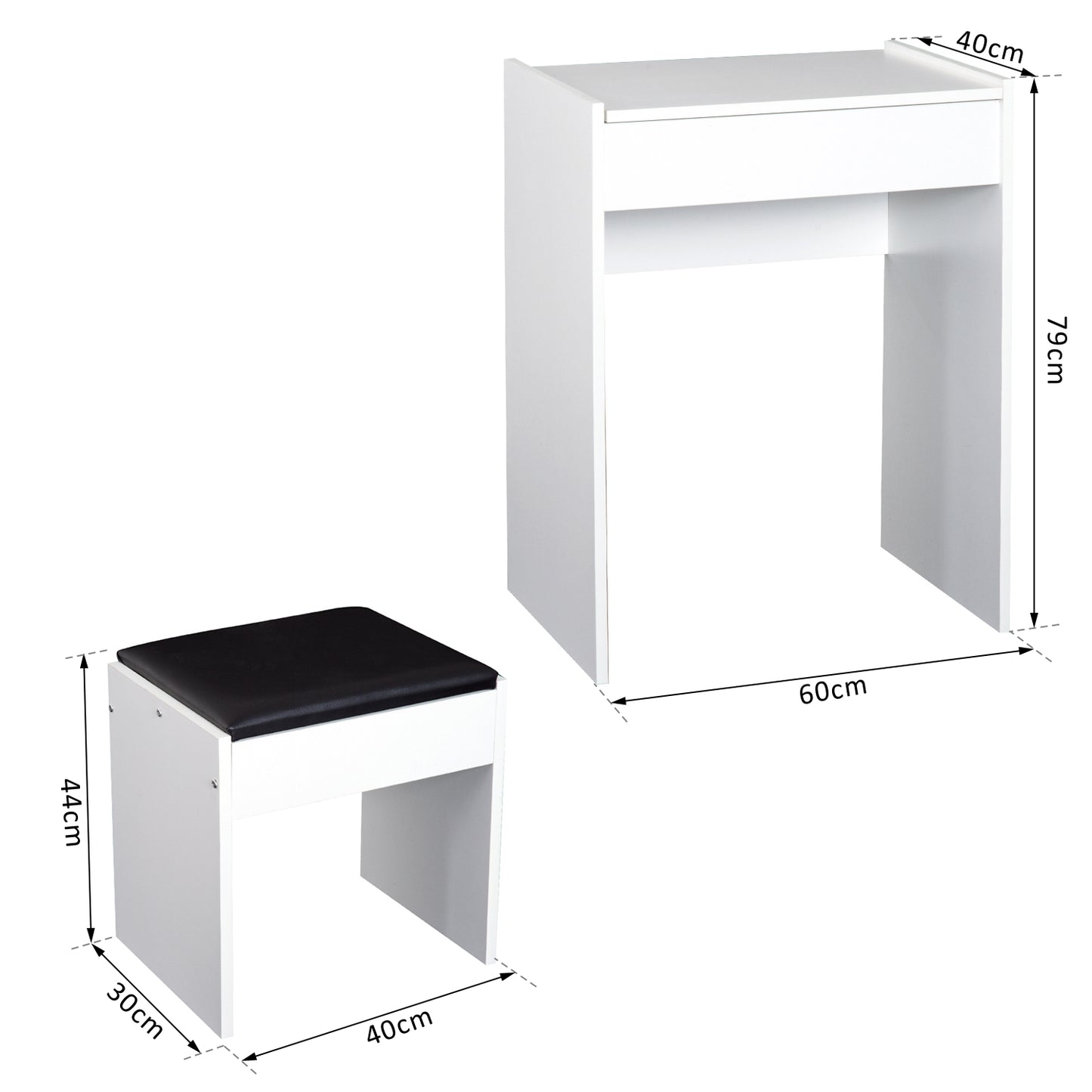 HOMCOM Dressing Table Set with Flip-up Mirror and Stool-White