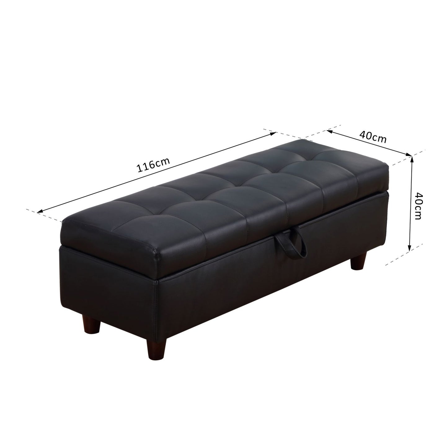 HOMCOM Ottoman Stool Bench, PU Leather-Black