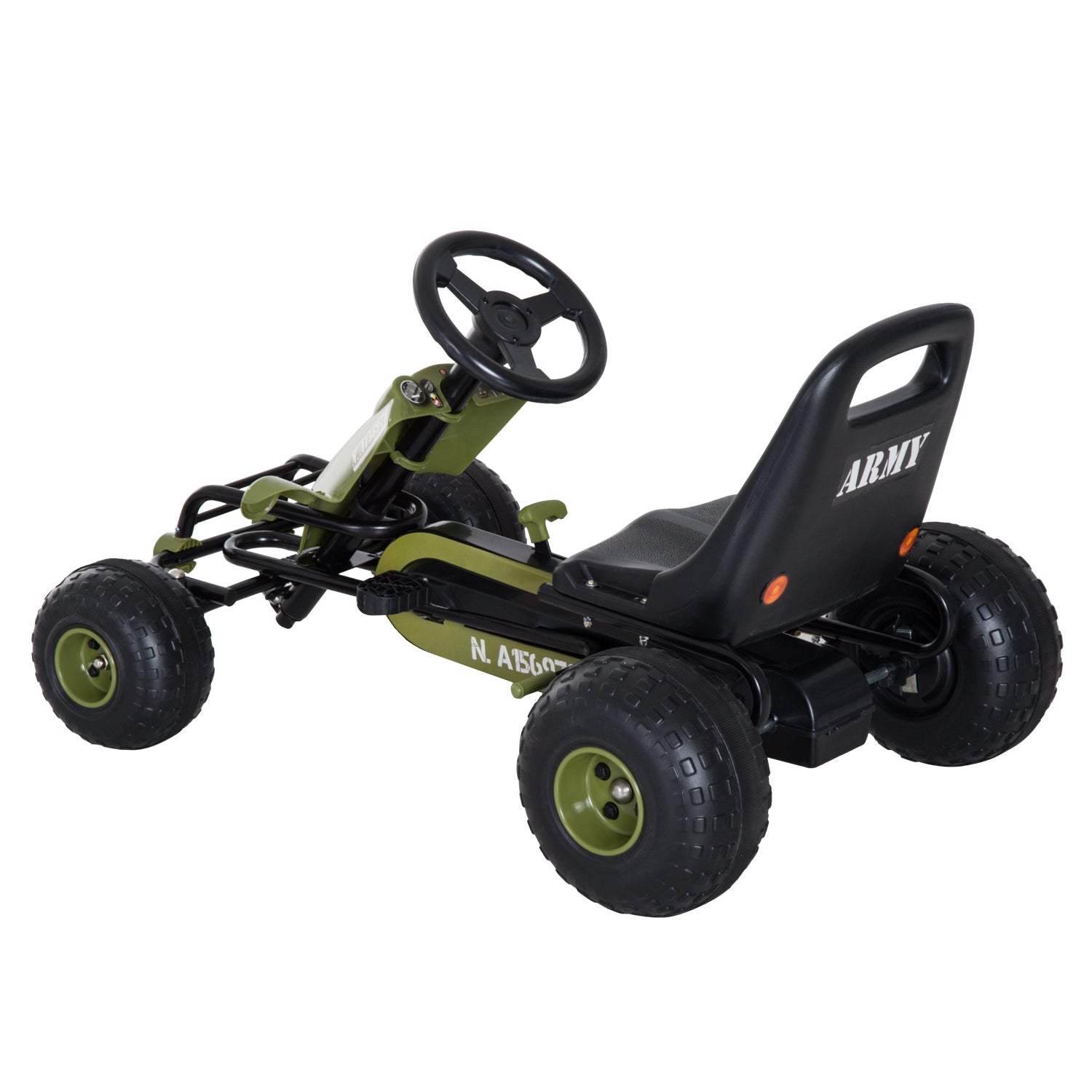 HOMCOM Kids Adjustable Seat PP Pedal Go-Kart Green –
