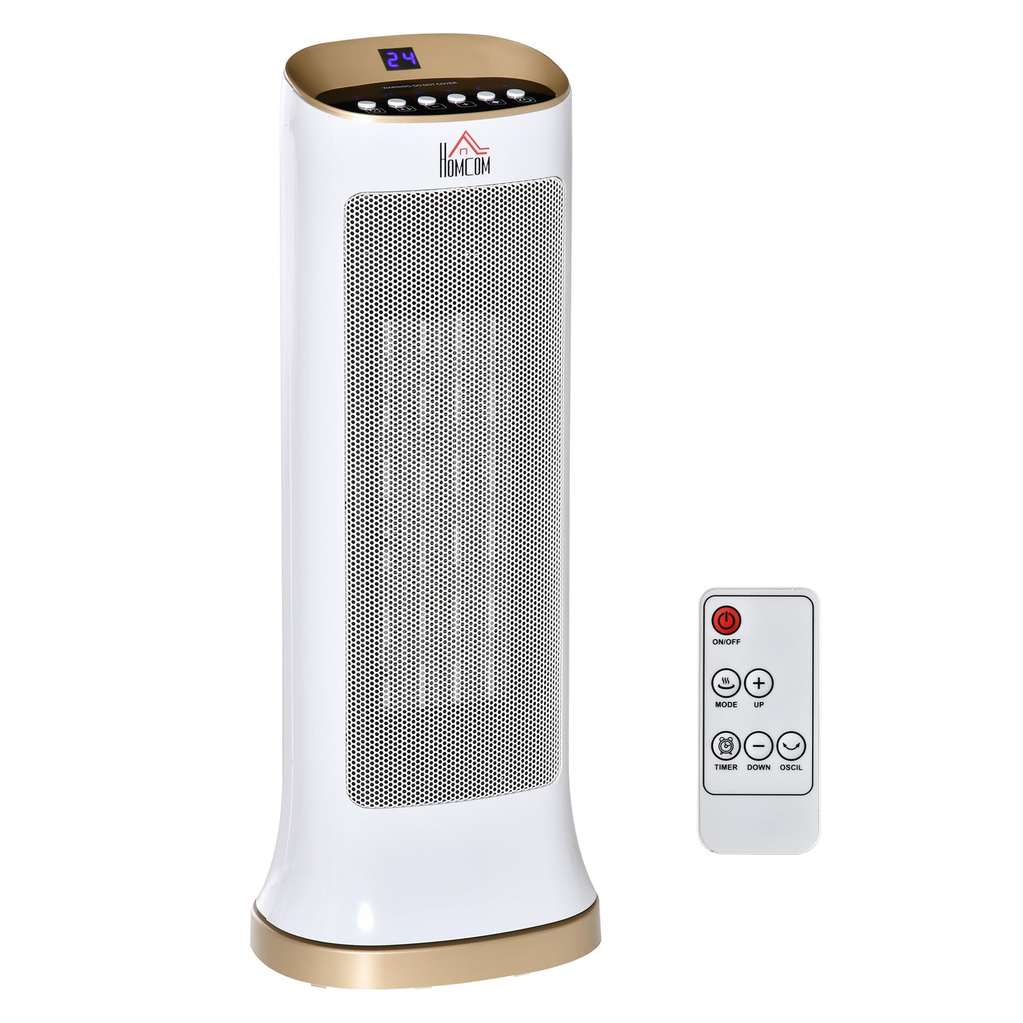 HOMCOM Ceramic Indoor 45° Oscillating Space Heater w/ Remote Timer LED Panel Radiator