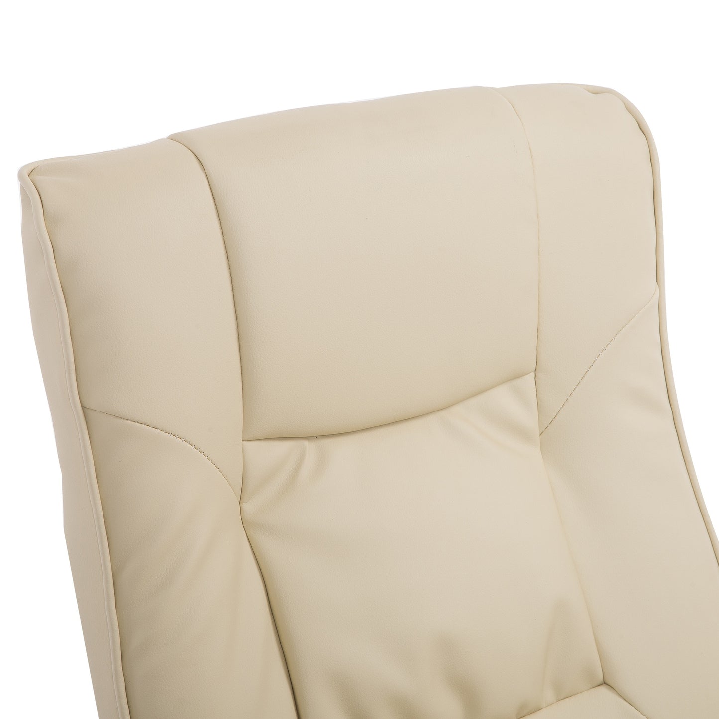 HOMCOM PVC Reclining Executive Chair w/ Footrest Stool Cream