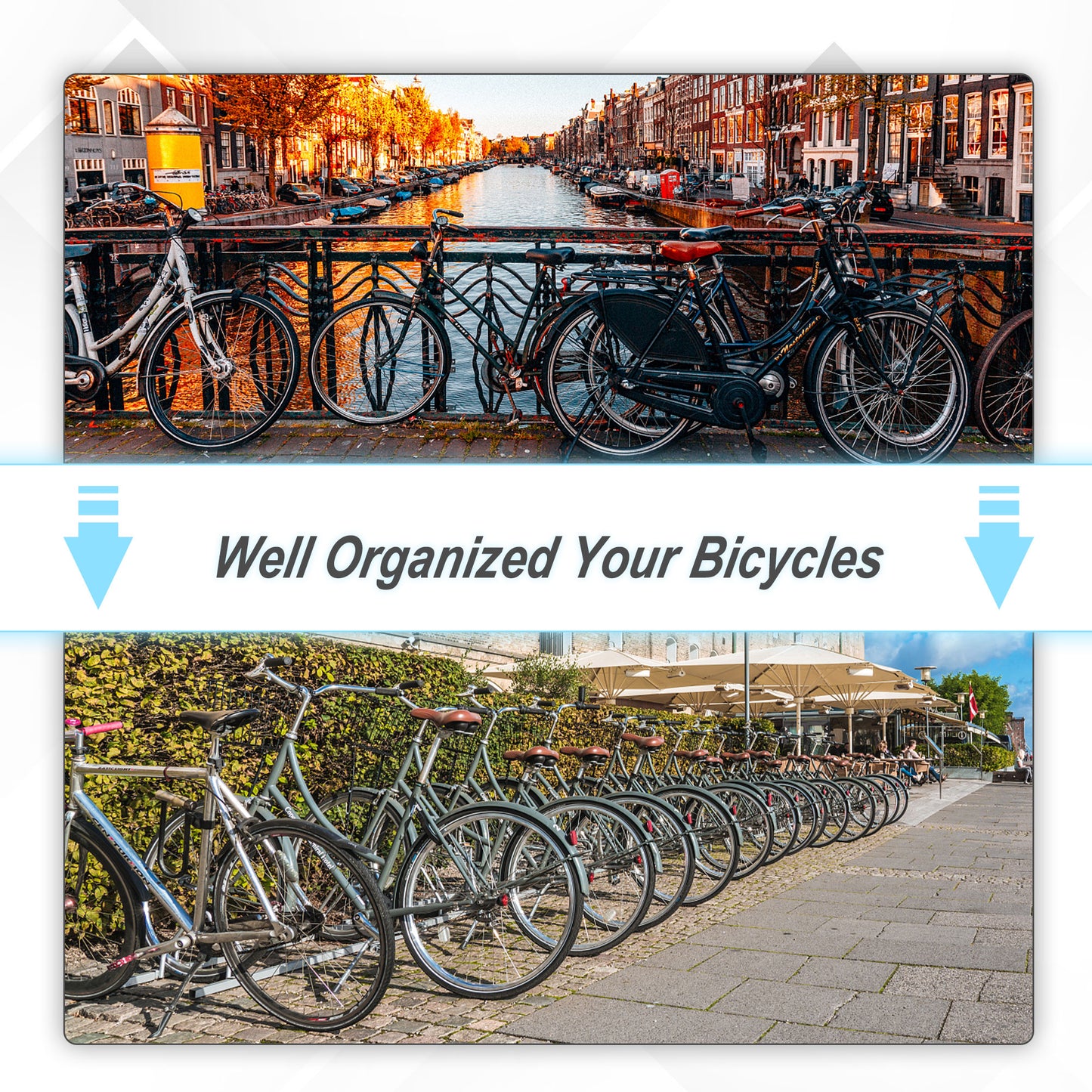 HOMCOM Bike Stand Parking Rack Floor or Wall Mount Bicycle Cycle Storage Locking Stand (5 Racks, Silver)