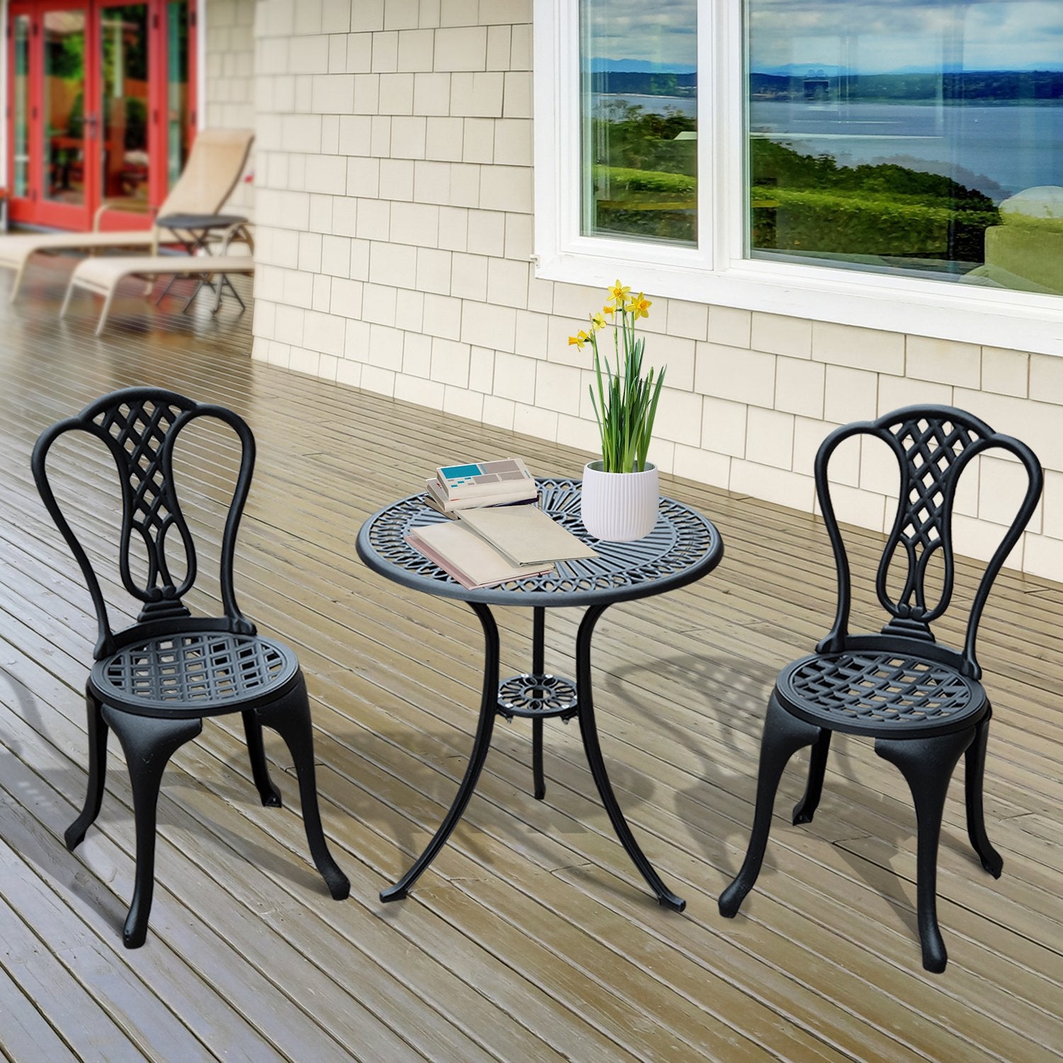 Outdoor Furniture Bistro Set Piece Outdoor Cast Aluminum Patio