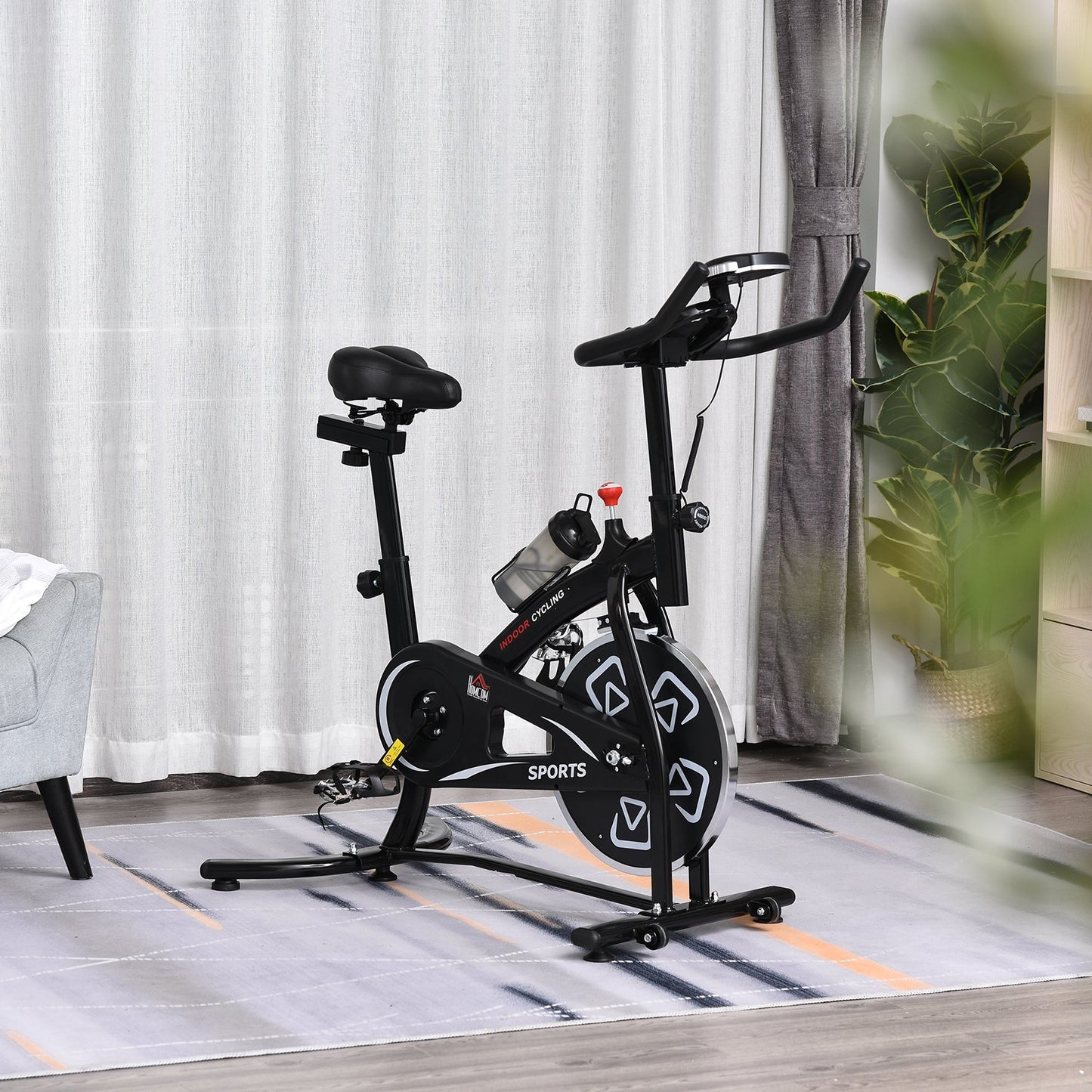 HOMCOM Steel Stationary Bike 8-Level Belt Driven Exercise Bike w/ LCD Monitor Black