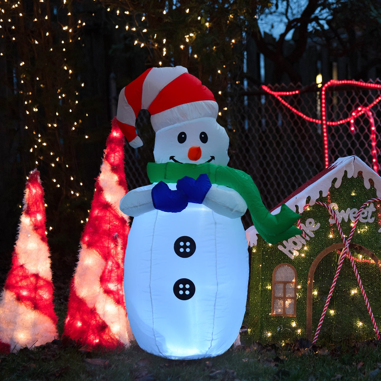 HOMCOM Inflatable Christmas Snowman 120 cm W/LED Lights-Multicolour