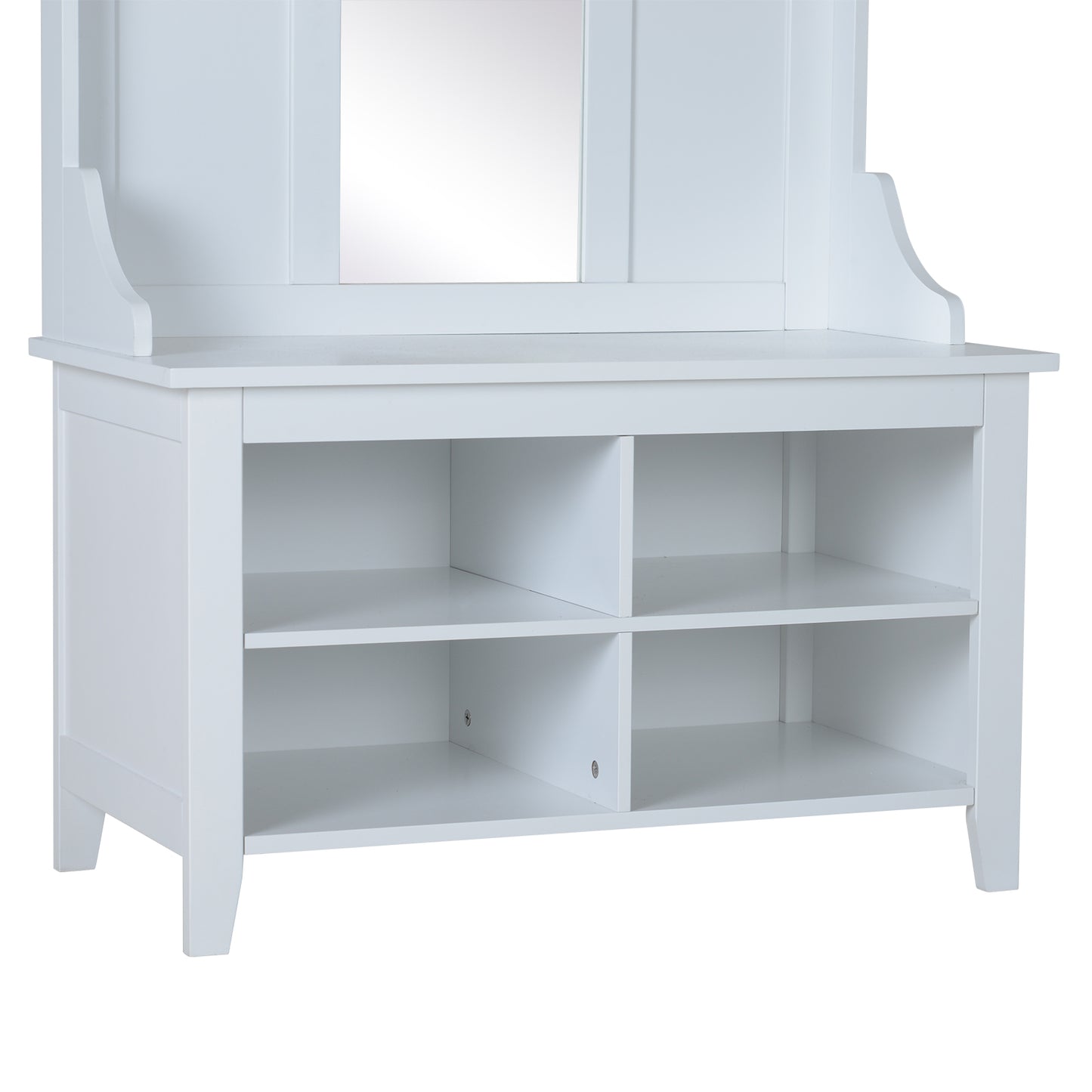 HOMCOM Hallway Mirror Cabinet W/4 Hooks, 80Lx40Wx170H cm-White