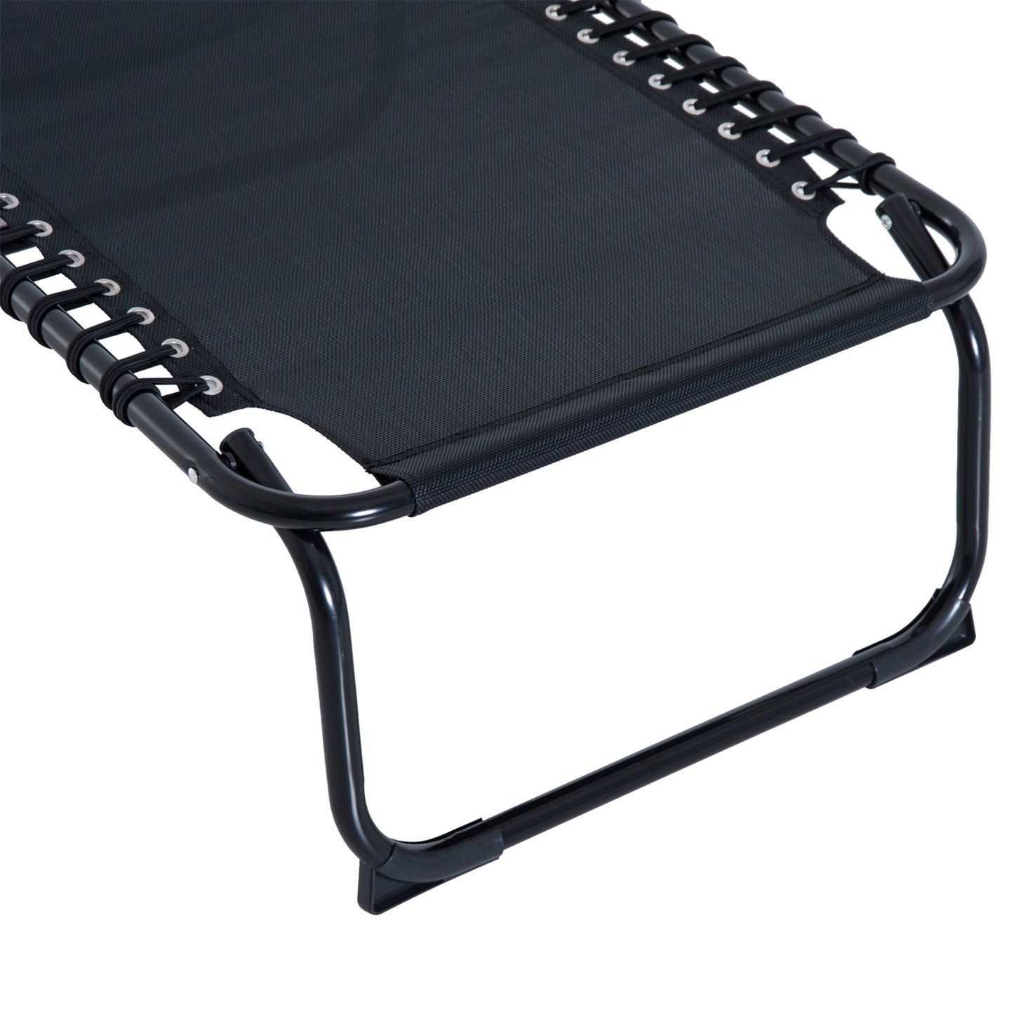 Outsunny Folding Sun Lounger, 3 Positions-Black