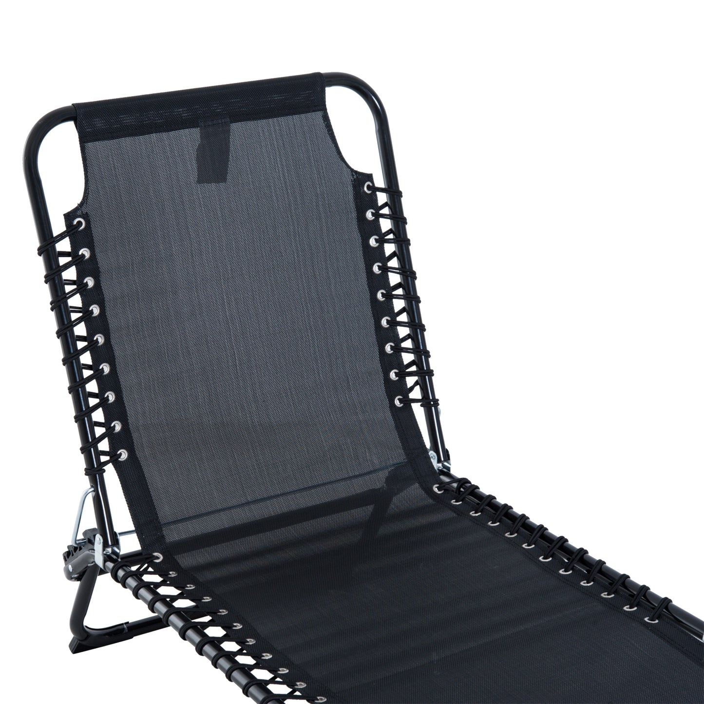 Outsunny Folding Sun Lounger, 3 Positions-Black