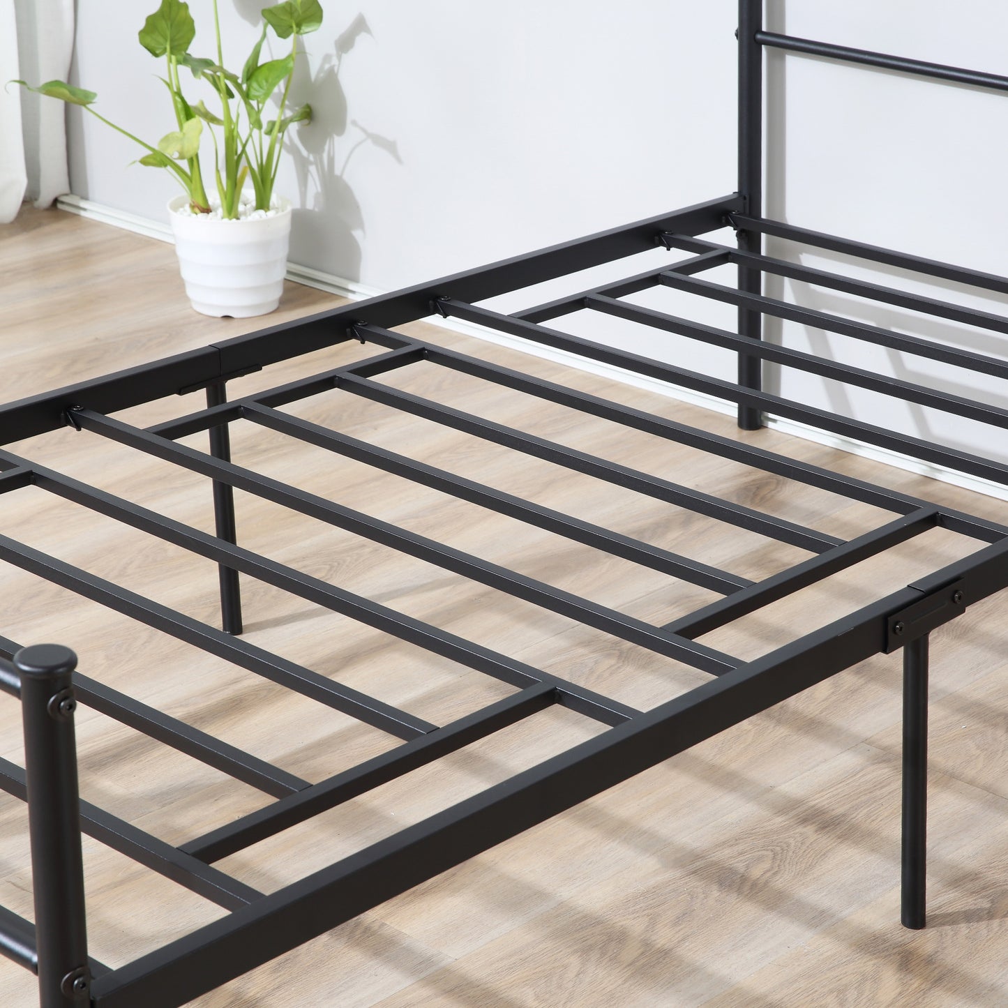 HOMCOM Single Metal Bed Frame w/ Headboard and Footboard, Underbed Storage Space