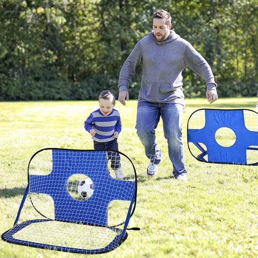 HOMCOM 2 in 1 Pop Up Kids Soccer Nets for Backyard Outdoor Sports and Practice