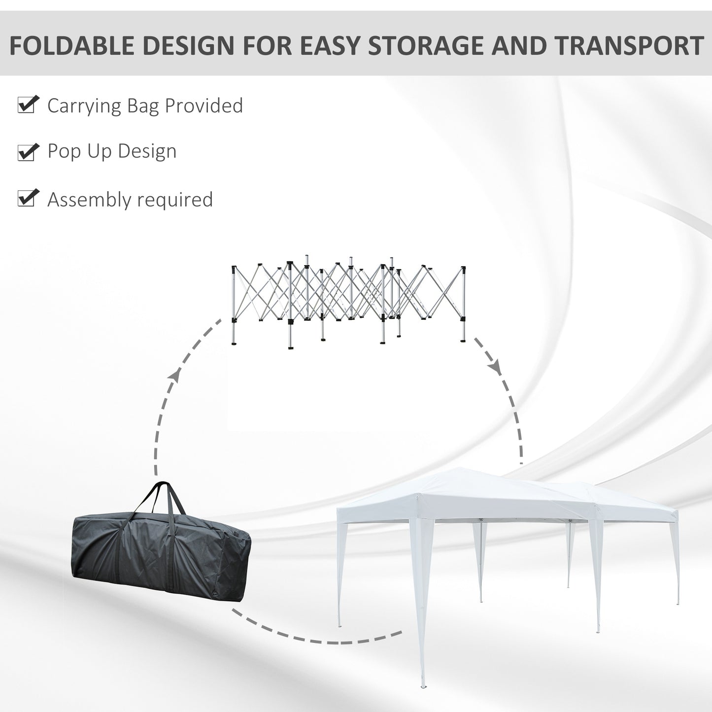 Outsunny 3 X 6M Heavy Duty Waterpoof UV Resistant Pop Up Gazebo Canopy Marquee Party Tent Wedding Awning-White