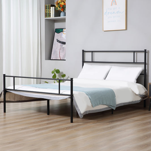 HOMCOM King Metal Bed Frame w/ Headboard and Footboard, Underbed Storage Space