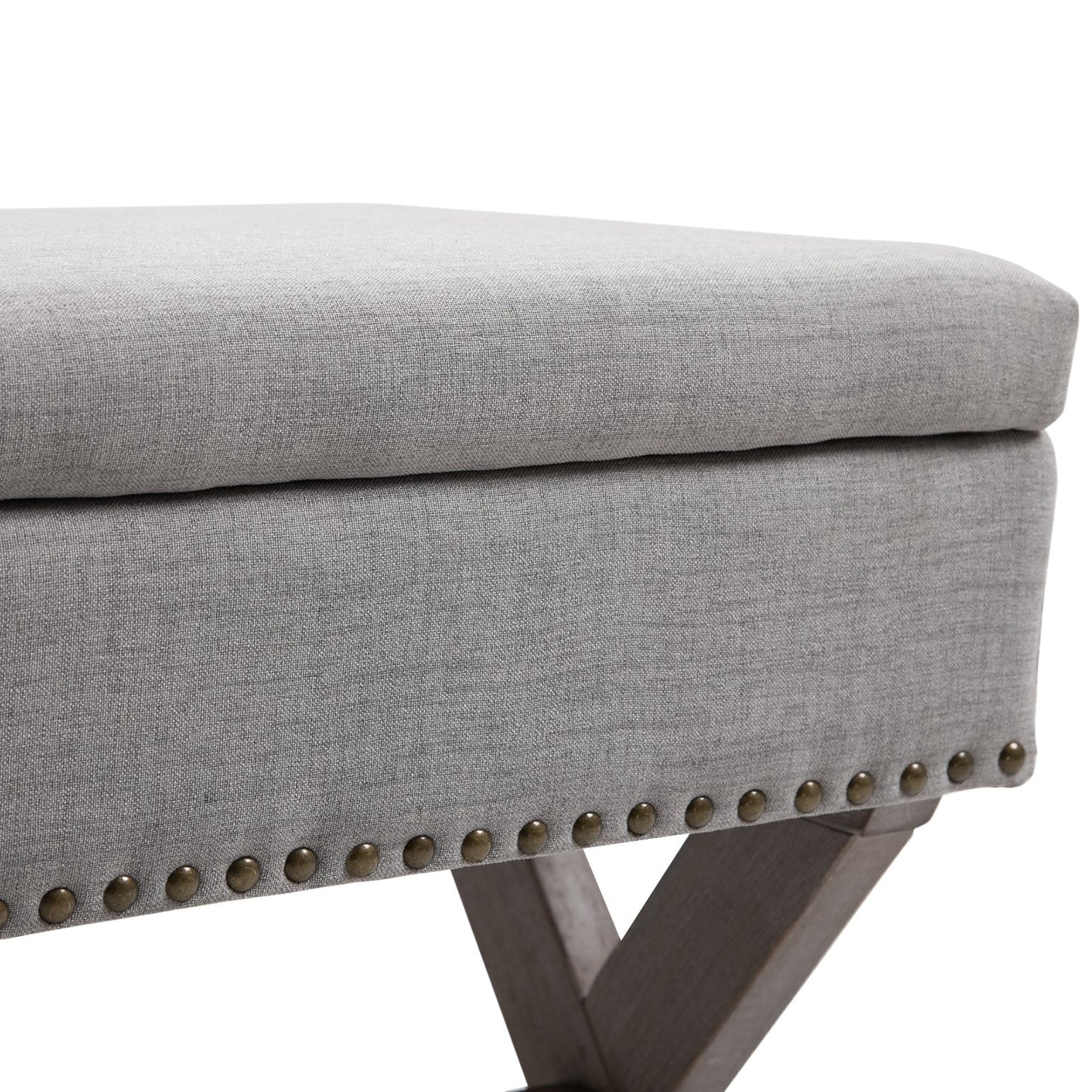 HOMCOM Storage Ottoman Bench Footstool Ottoman Polyester Upholstered Grey