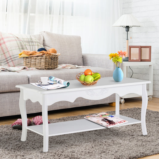 HOMCOM Coffee Table, 94Lx44Wx42H cm-White