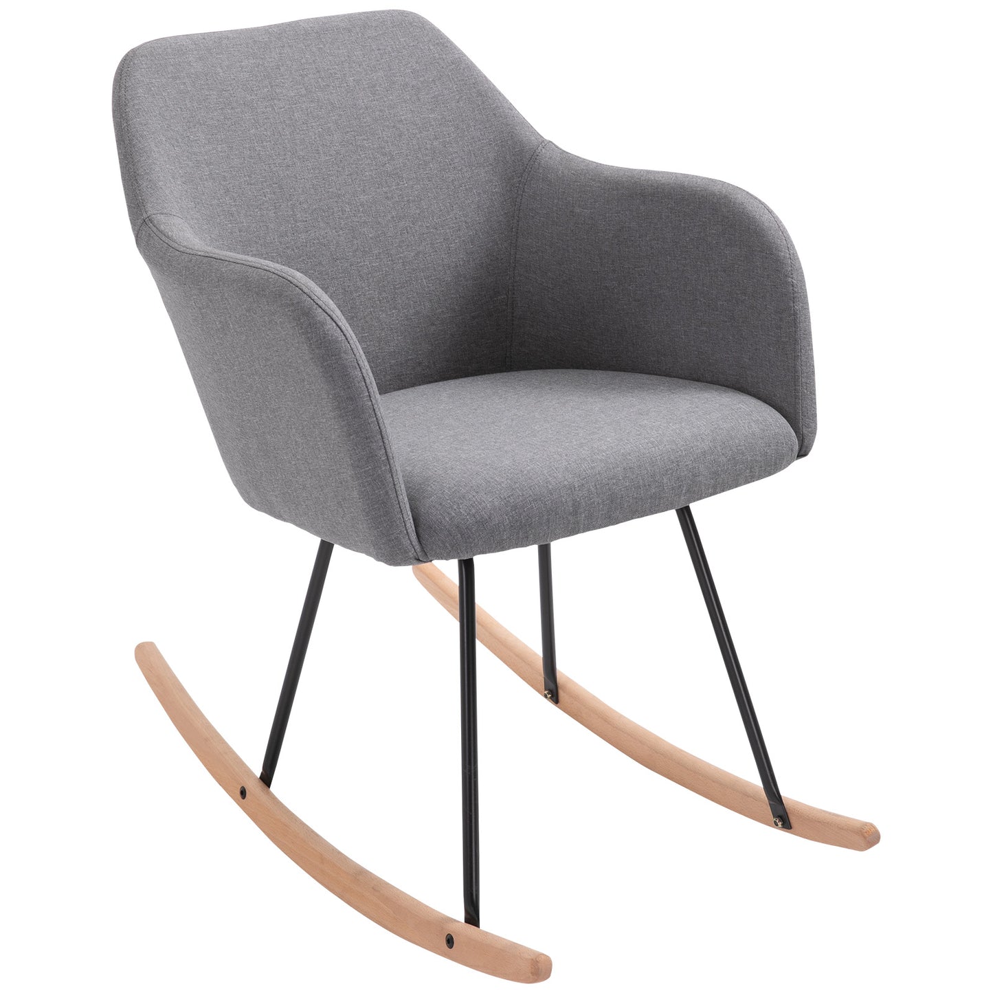 HOMCOM Polyester Linen Upholstered Rocking Armchair Indoor Rocking Chair Grey