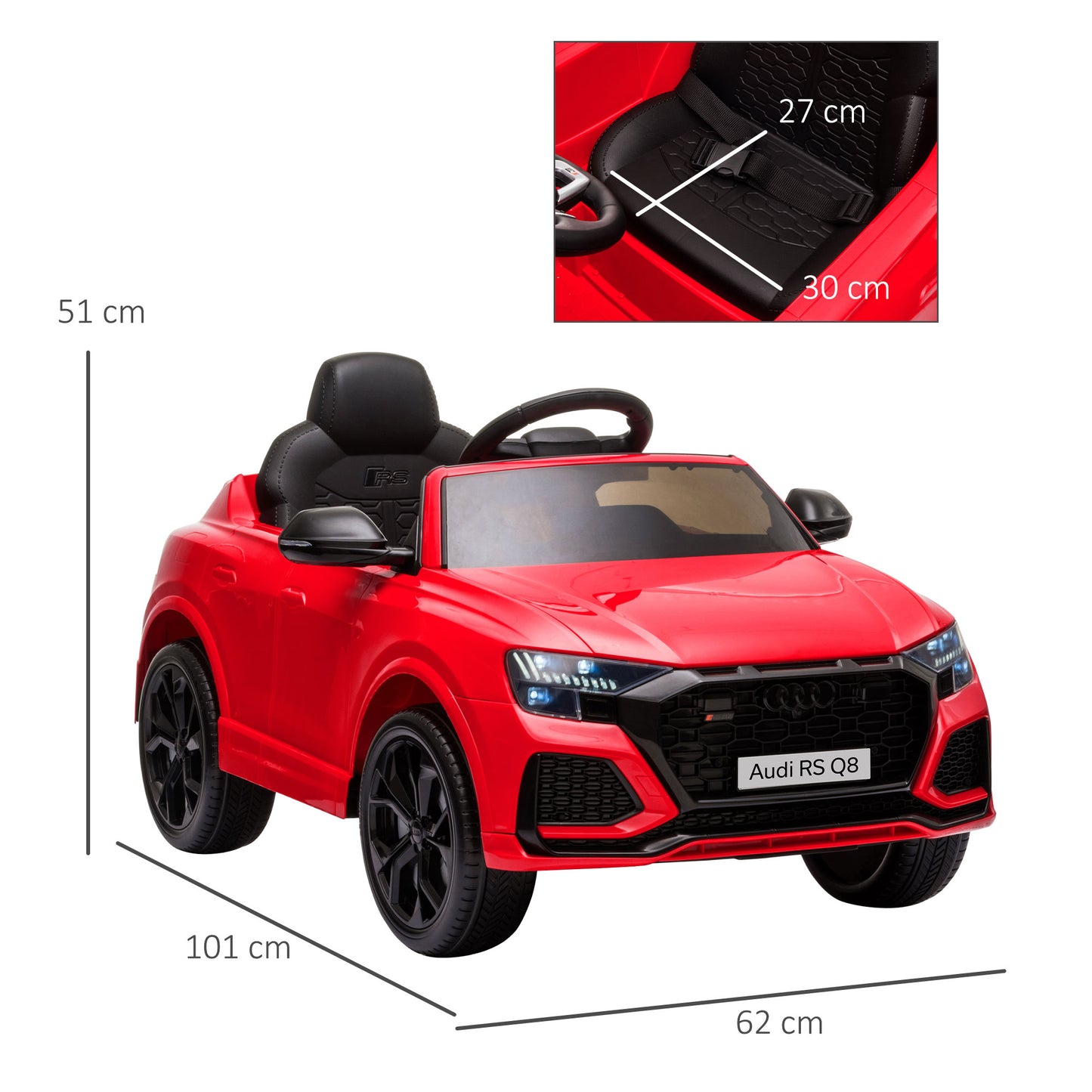 HOMCOM Audi RS Q8 6V Kids Electric Ride On Car Toy w/ Remote USB MP3 Bluetooth Red