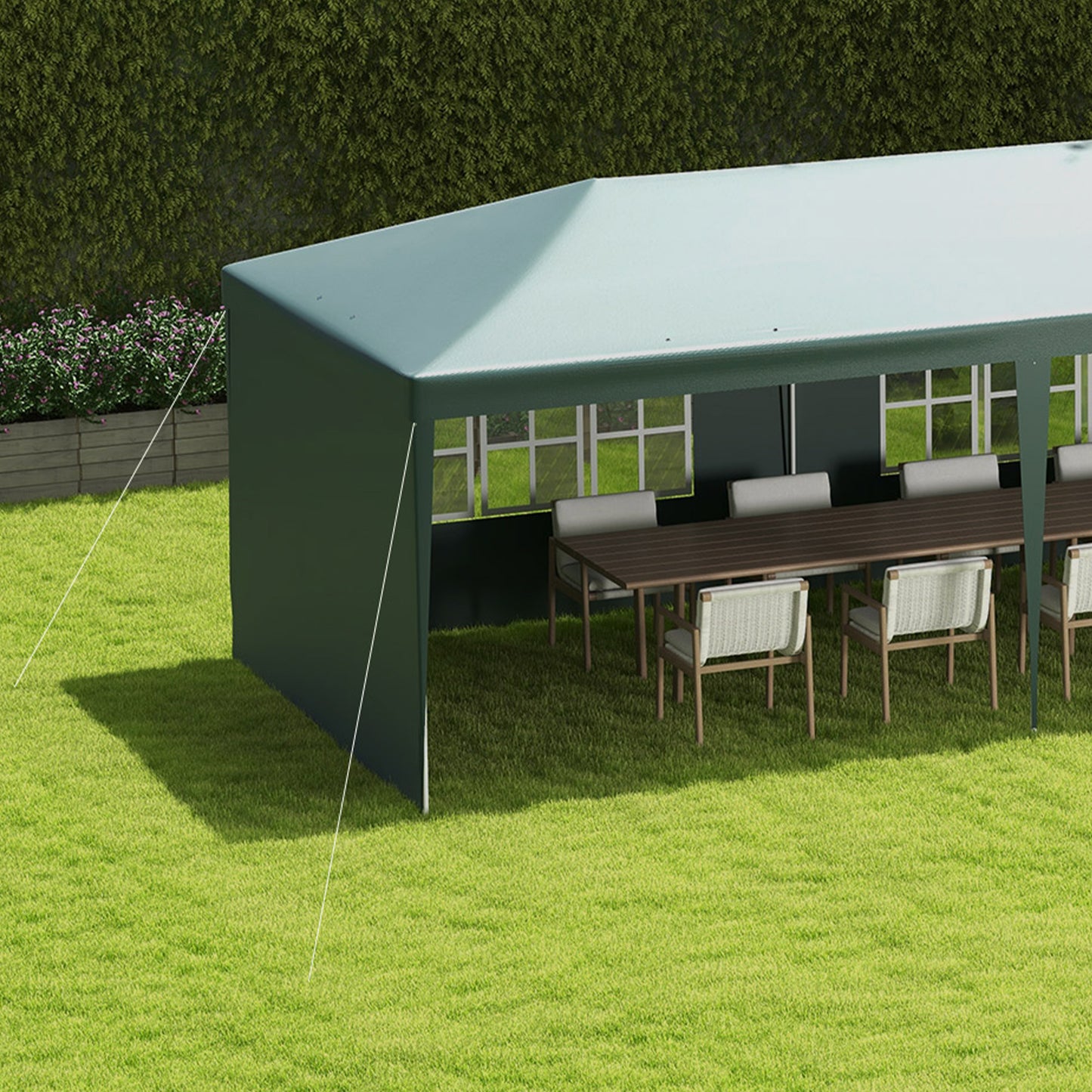 Outsunny 9 x 3m Garden Gazebo, with Removable Walls - Green