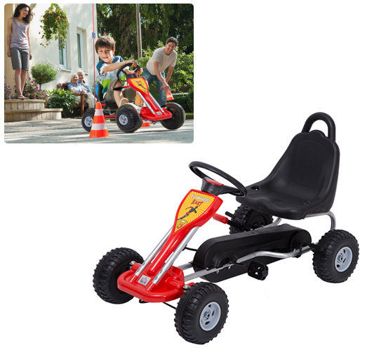 HOMCOM Kids Ride on Pedal Go Kart W/Hand Brake-Red