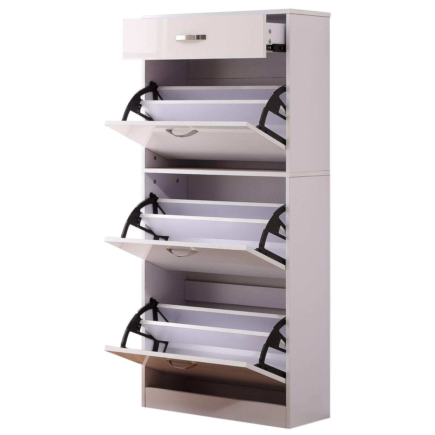 HOMCOM Shoe Storage Cabinet Footwear Organiser Rack Hallway Space-saving w/ Drawers White