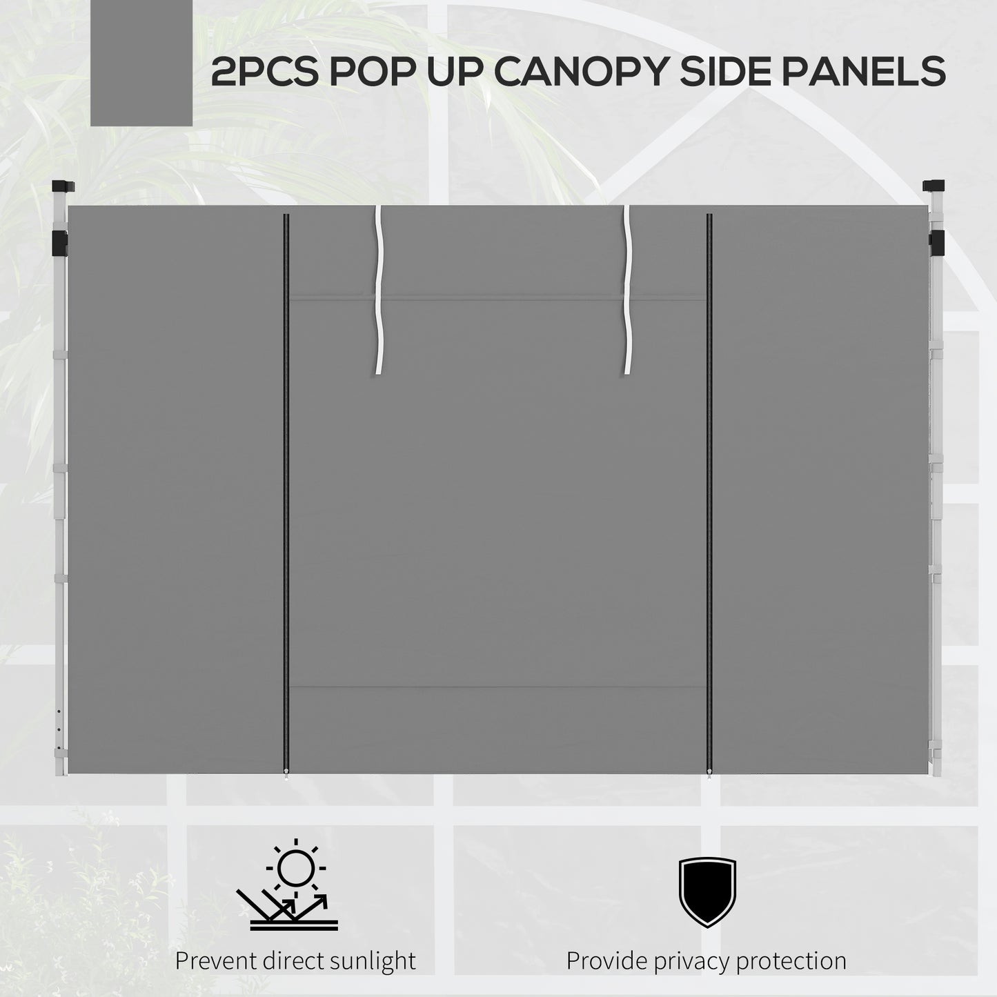 Outsunny Gazebo Side Panels 2 Pack Sides Replacement for 3x3(m) or 3x6m Pop Up Gazebo with Windows and Doors Light Grey