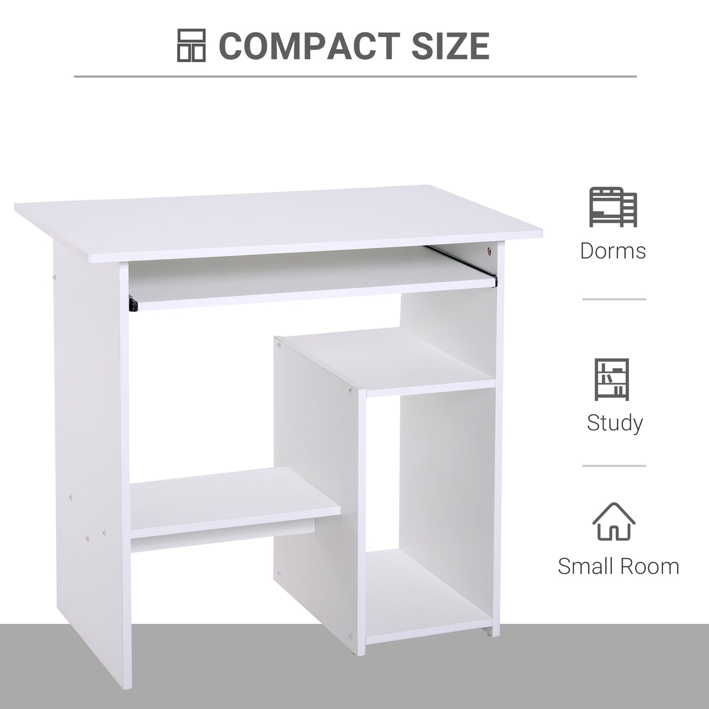 HOMCOM Computer Desk, 80Lx45Wx73.5H cm, Particle board-White