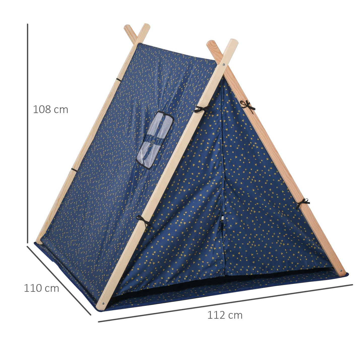 HOMCOM Kids Teepee Play Tent Foldable Playhouse for Boy Girls w/ Mat Pillow Carry Bag