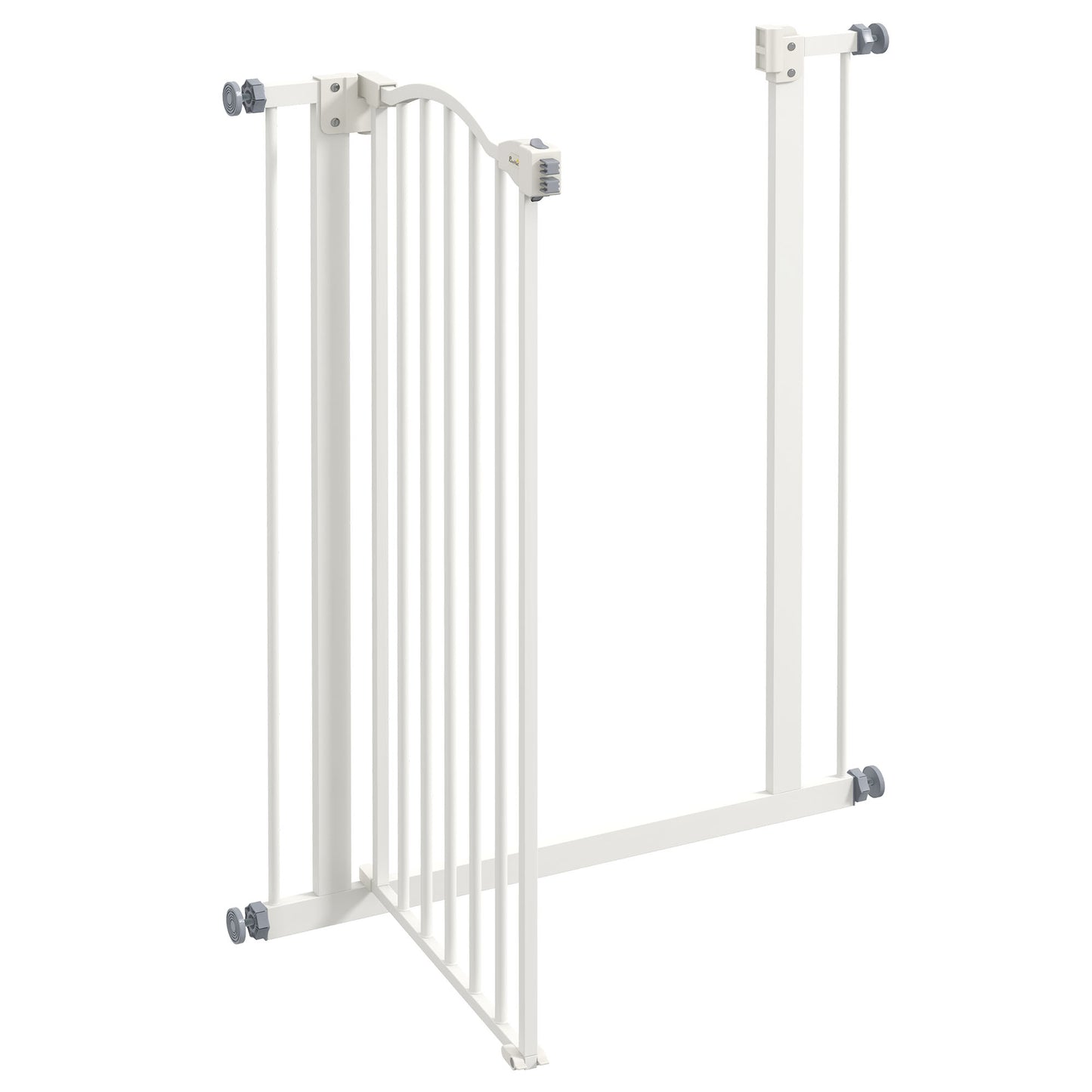 PawHut Metal Pet Safety Gate Dog Gate Folding Fence, White