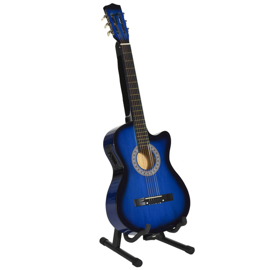 HOMCOM 38" Beginners Basswood Acoustic Guitar Blue