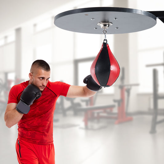 HOMCOM Punching Boxing Speed Bag Boxing Workout Platform-Red/Black