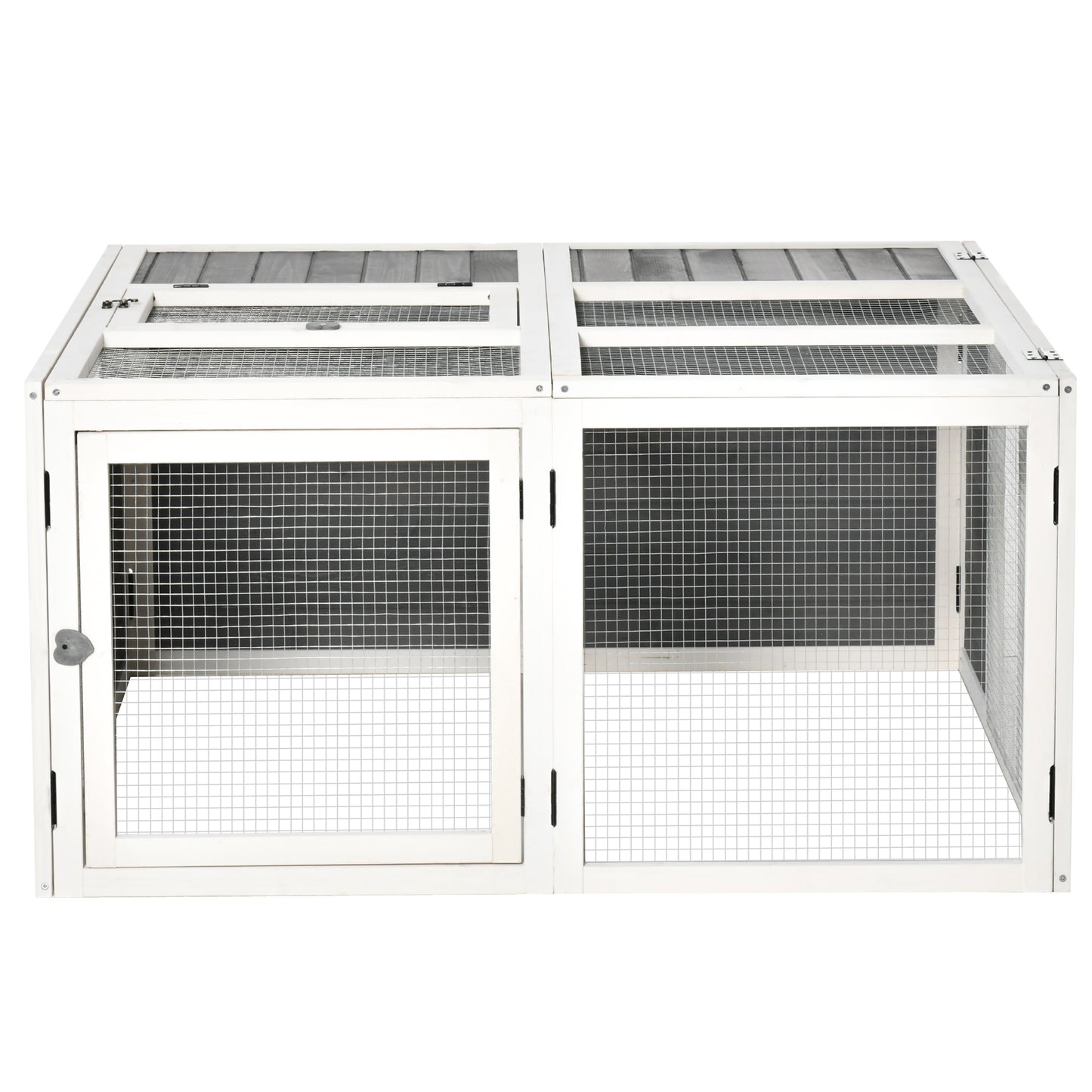 PawHut Rabbit Hutch Small Animal Guinea Pig House with Openable Roof Skylight Door