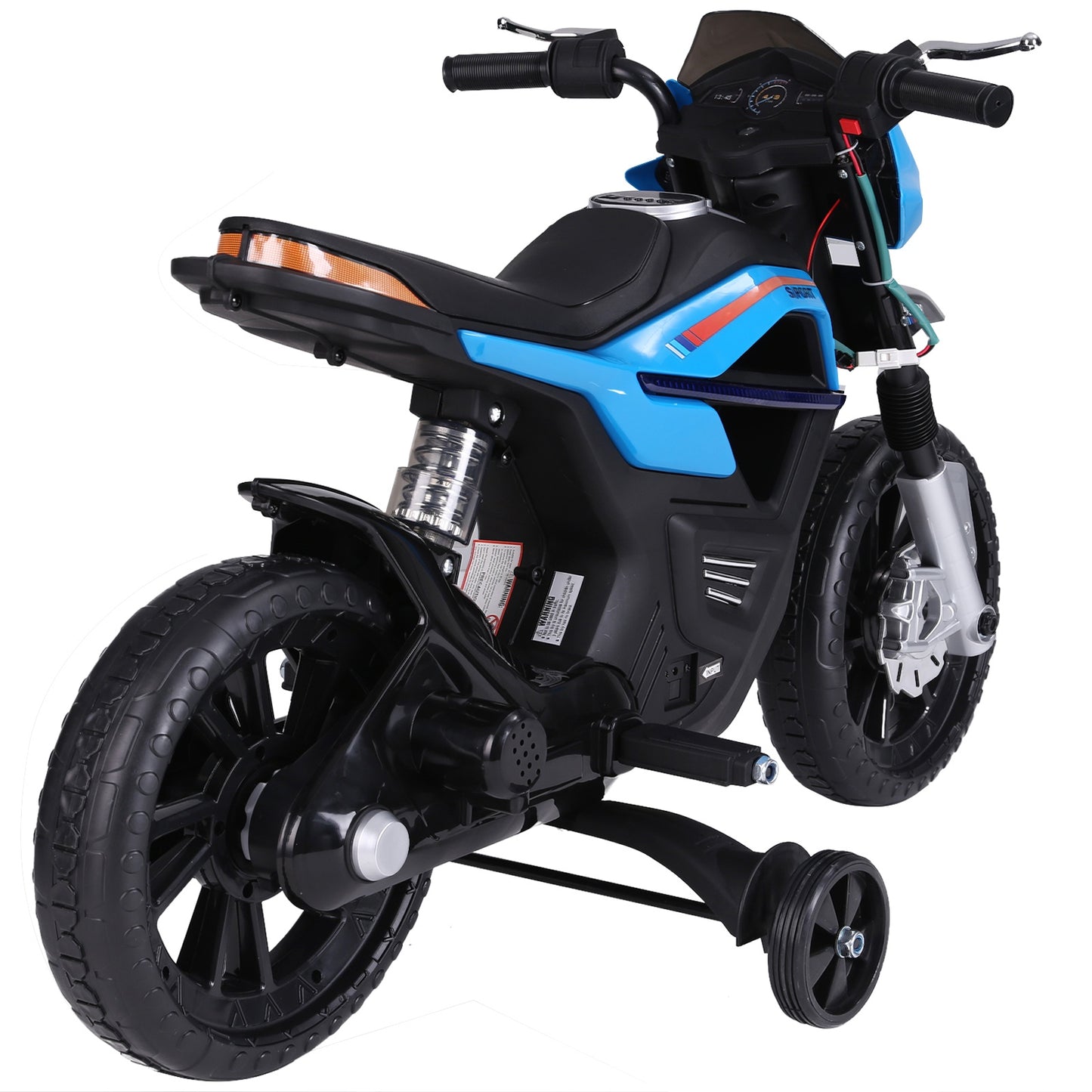 HOMCOM  Ride On Kids Electric Motorbike Scooter 6V Battery Powered w/ Brake Lights and Music Blue