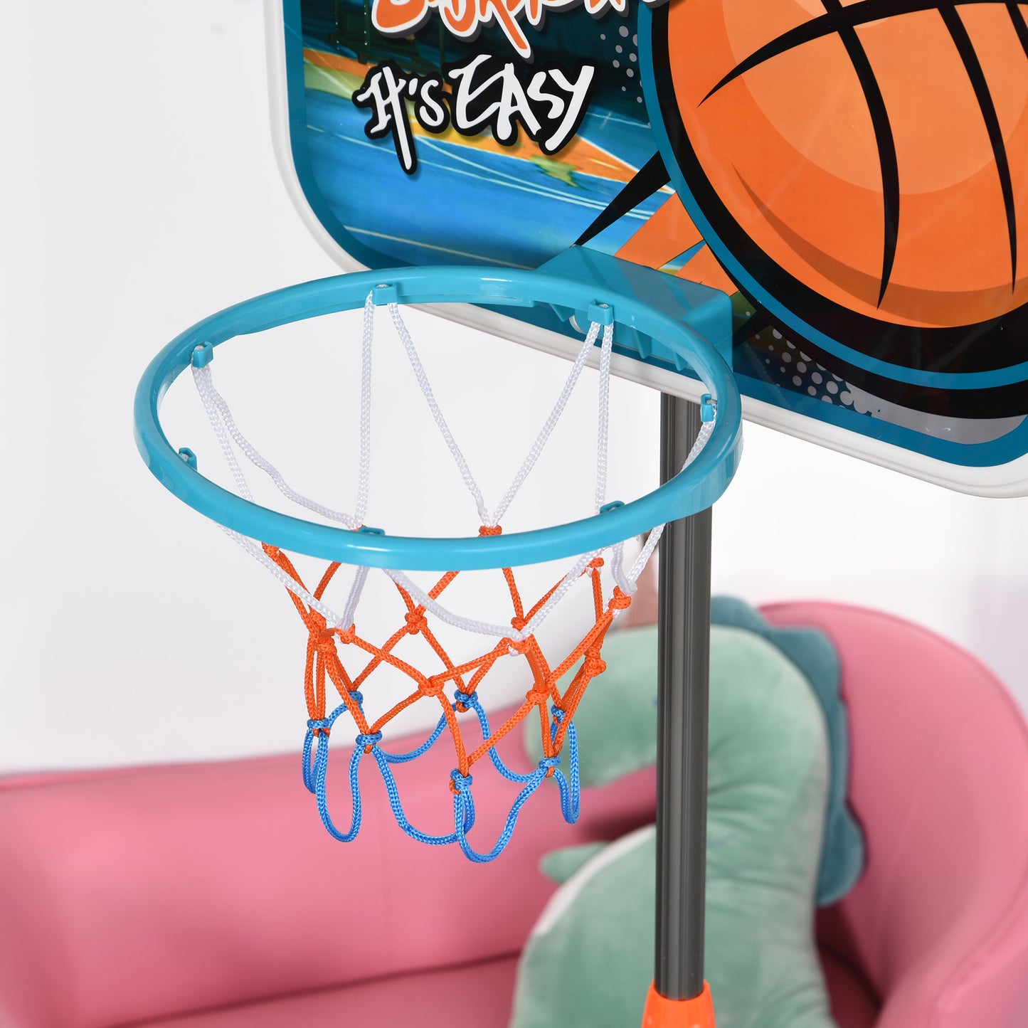 HOMCOM Kids Height Adjustable Aluminium Basketball Hoop Stand w/ Ball