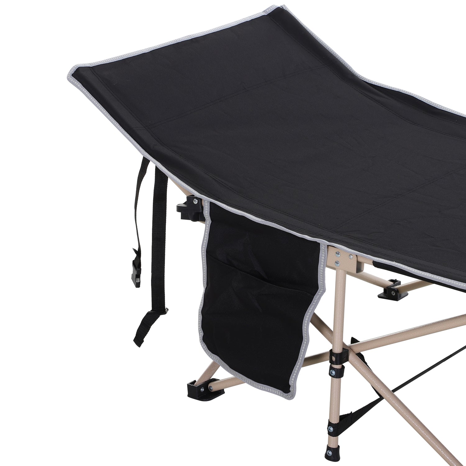camping oxford uk Outsunny Oxford Cloth Folding Single Camping Bed Lounger Black – mhstar.co. uk