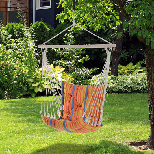Outsunny Hanging Swing Chair-Multi-Colour Stripes