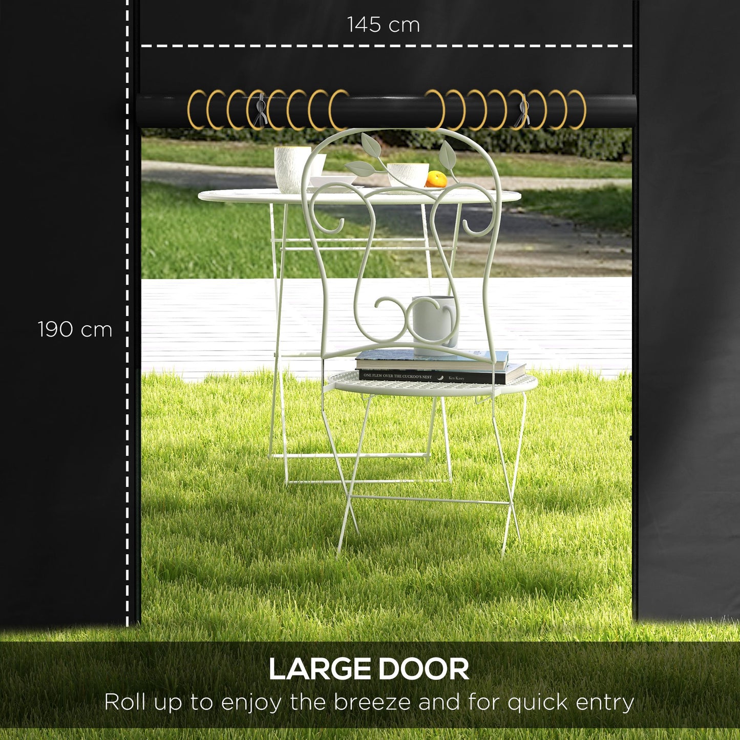 Outsunny Gazebo Side Panels 2 Pack Sides Replacement for 3x3(m) or 3x6m Pop Up Gazebo with Windows and Doors Black