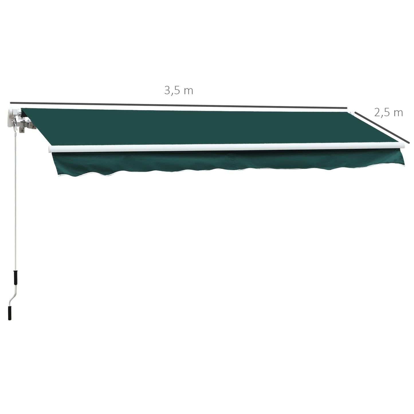 Outsunny Manual Retractable Awning, 3.5x2.5 m-Green