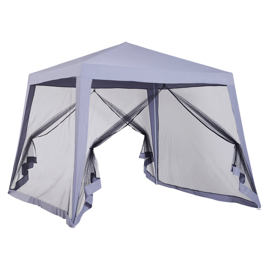 Outsunny 3x3m Outdoor Gazebo Tent W/Mesh Screen Walls-Grey