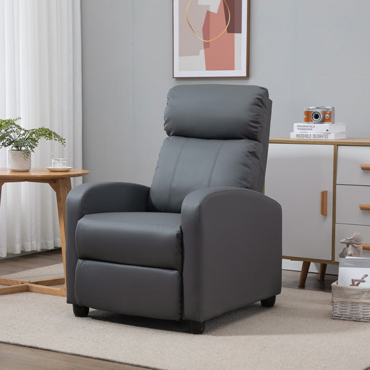 HOMCOM Recliner Sofa Chair PU Leather Massage Armcair w/ Remote Control, Grey