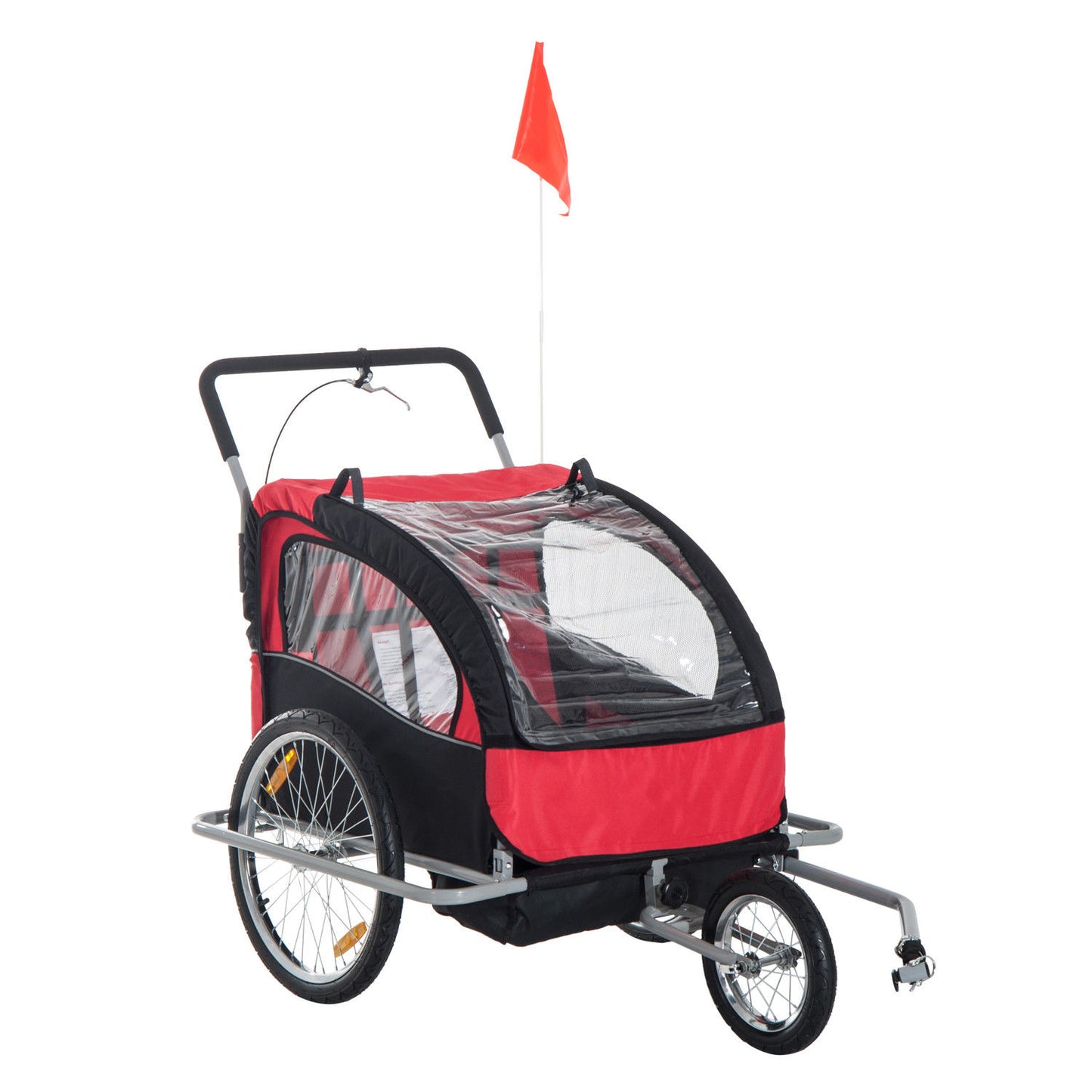 HOMCOM 2 in 1 Trailer for Kids Child Bike Carrier, 2-Seater-Red