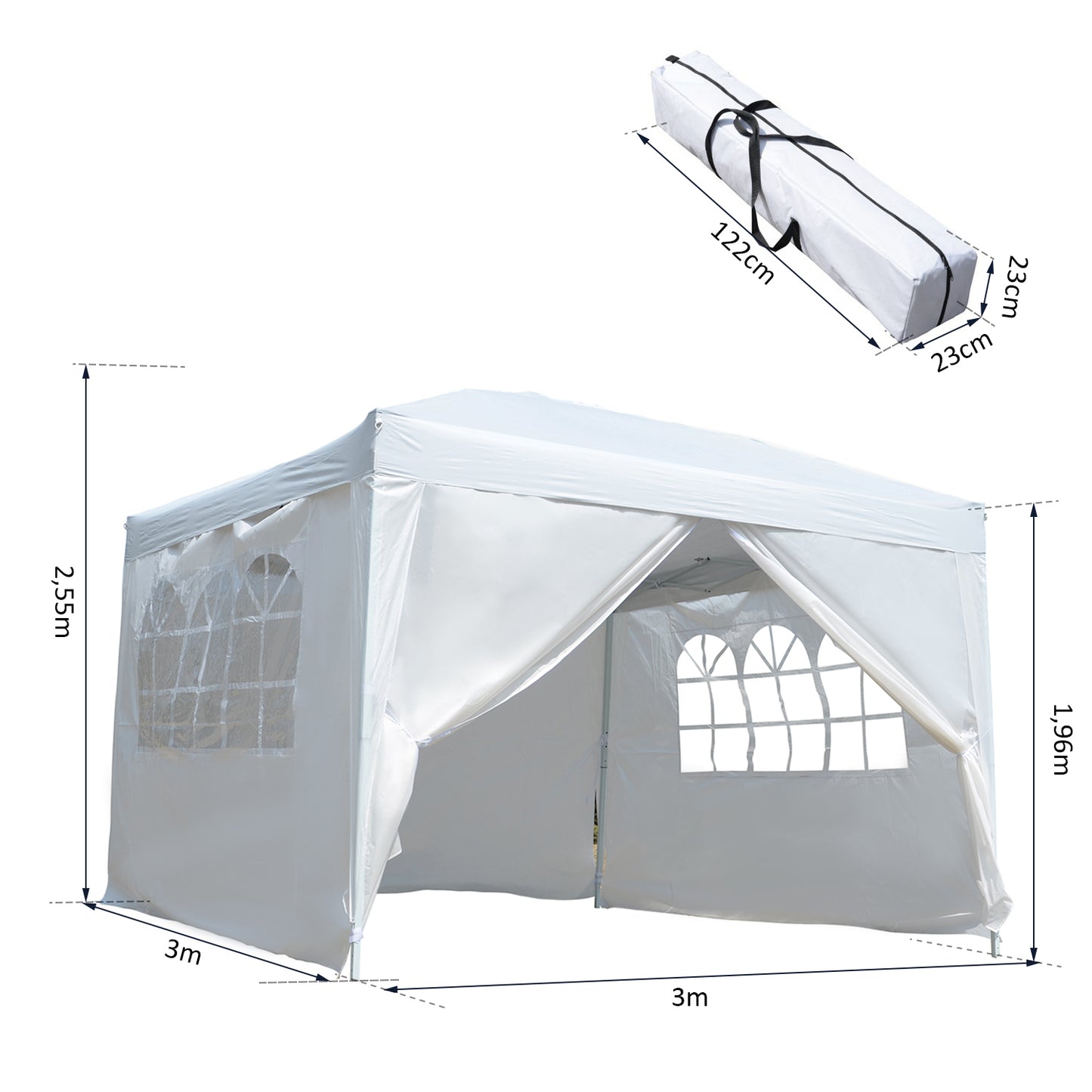 Outsunny Pop-Up Gazebo Marquee, 3x3 m-White