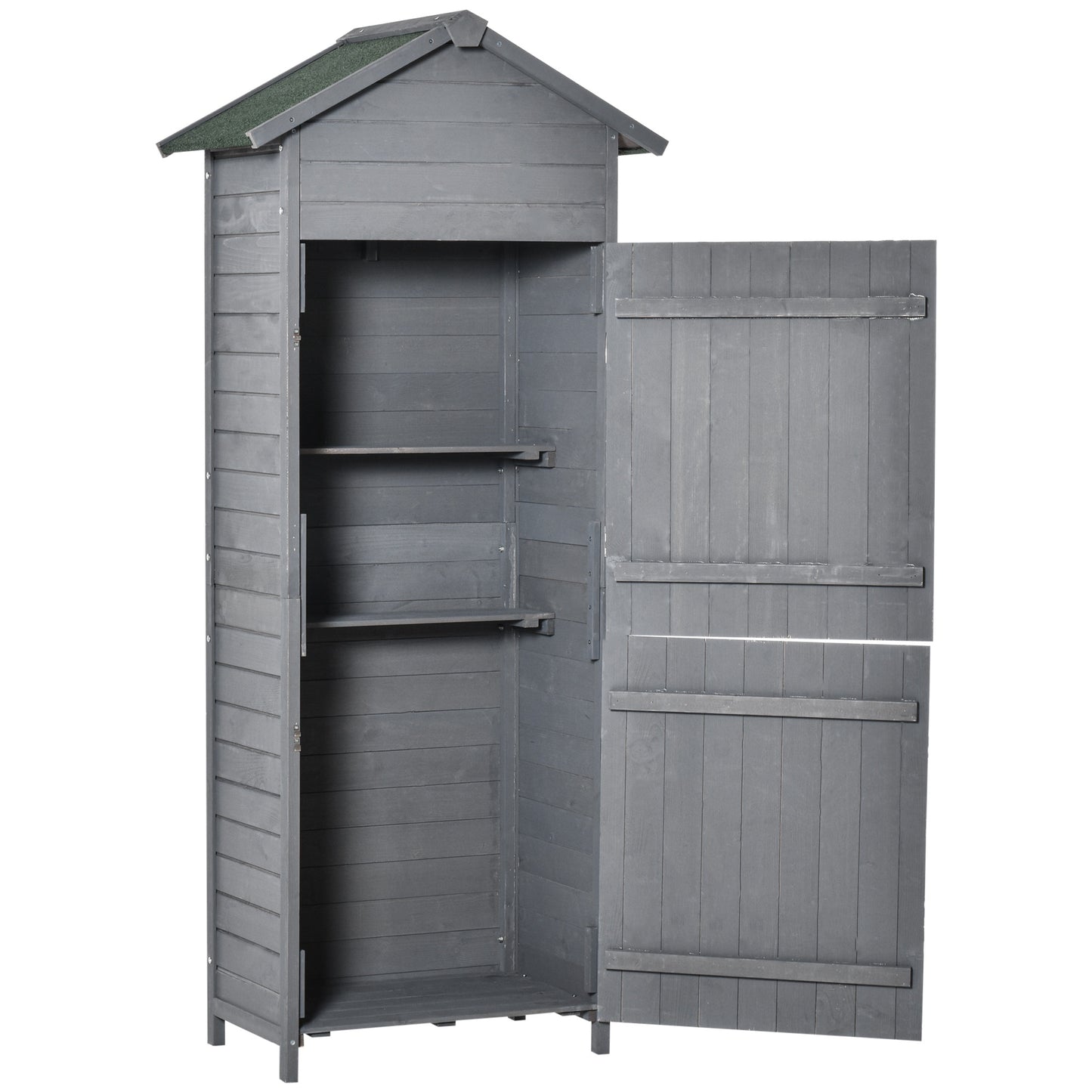 Outsunny Wooden Shed Utility Timber Garden Storage Roof Tool Cabinet Lockable Door