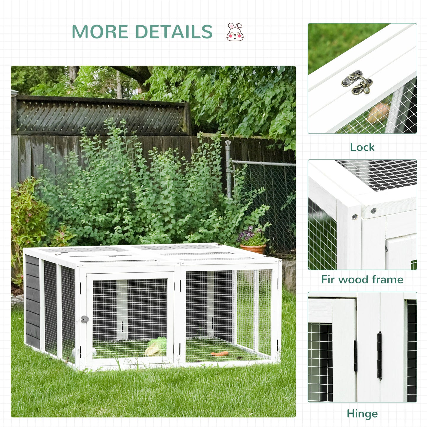 PawHut Rabbit Hutch Small Animal Guinea Pig House with Openable Roof Skylight Door